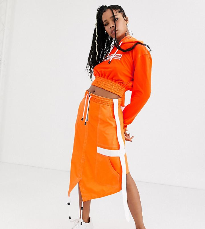 Db Berdan Nylon Midi Skirt With Zip In Neon Two-piece-multi