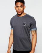 Firetrap Burnout Crew Neck T-shirt With Roll Sleeves - Gray