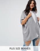 Brave Soul Plus Edge To Edge Cardigan In Ribbed Knit - Gray