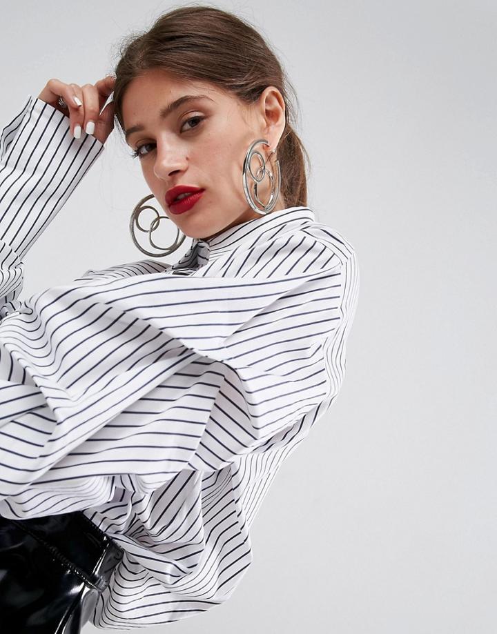 Asos Oversized Triple Linked Hoop Earrings - Silver