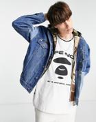Aape By A Bathing Ape Denim Jacket With Detachable Hood In Blue