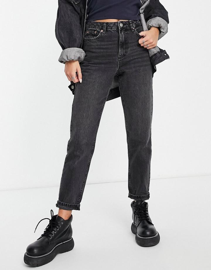 Topshop Mom Jean In Washed Black