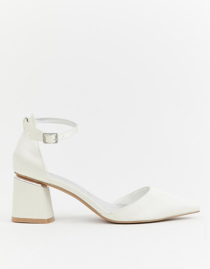 Asos Design Stardust Pointed Mid Heels-cream