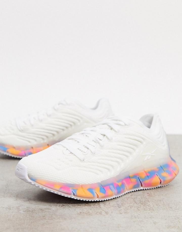 Reebok Running Zig Kinetica Sneakers In White With Contrast Sole