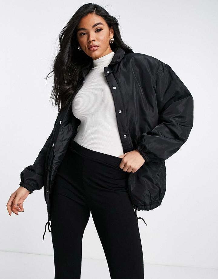 Missguided Nylon Bomber Jacket In Black