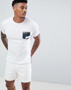 Replay Camo Logo Pocket T-shirt In White - White