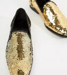 Asos Edition Loafers In Reversible Sequin Gold To Black - Multi