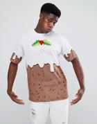 Asos Holidays Oversized T-shirt With Pudding Print And 3d Holly - Brown