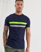 Asos Design T-shirt With Contrast Panels In Navy - Navy