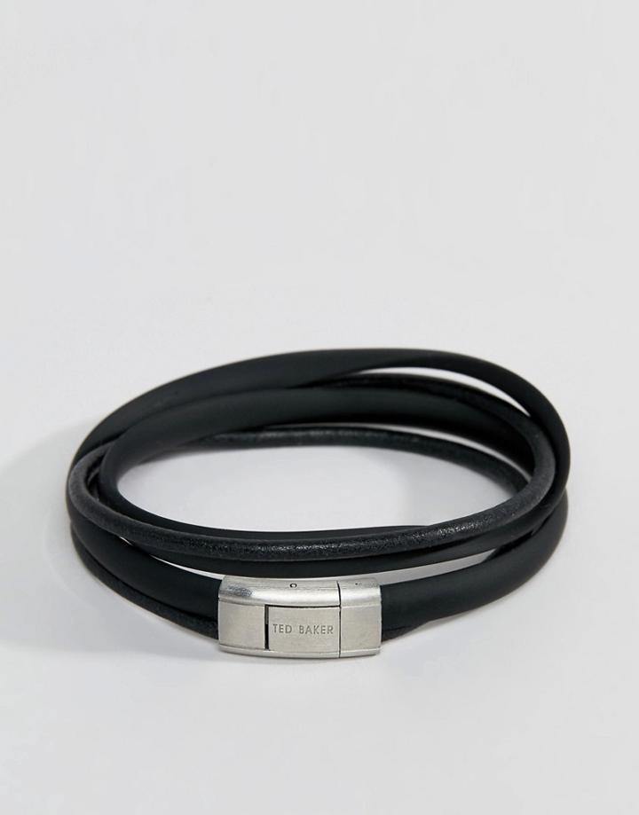 Ted Baker Mera Matt & Leather Bracelet In Black - Black