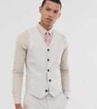 Asos Design Tall Wedding Skinny Suit Suit Vest In Taupe Cross Hatch-beige