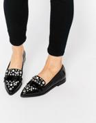 Asos Mayfair Embellished Pointed Flat Shoes - Black
