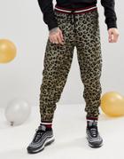 Asos Knitted Lurex Joggers In Leopard Design - Gold