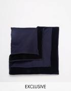 Reclaimed Vintage Velvet Pocket Square - Navy