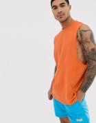 Asos Design Organic Relaxed Sleeveless T-shirt With Crew Neck And Dropped Armhole In Orange