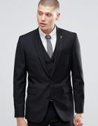 Farah Skinny Suit Jacket In Black - Black
