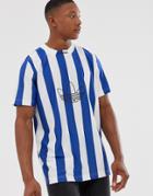 Adidas Originals T-shirt With Stripes And Central Logo In Blue - Blue
