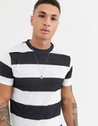 Asos Design Wide Stripe T-shirt In Black And White-multi