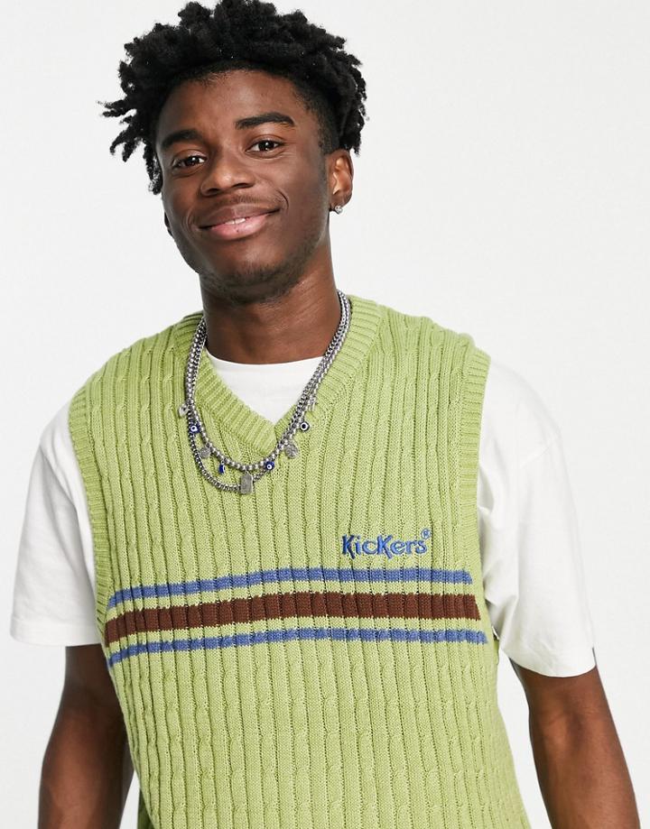 Kickers Cable Knit Tank Top Sweater In Green
