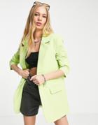 Only Oversized Blazer In Lime - Part Of A Set-green