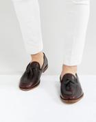 Asos Loafers In Burgundy Leather With Emboss Texture - Red