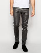 Asos Skinny Jeans In Leather Look - Gray