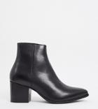 Asos Design Wide Fit Heeled Chelsea Boots With Pointed Toe In Black Leather With Black Sole