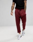 Asos Tapered Cropped Jogger In Poly Tricot - Red