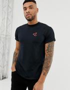 Boohooman T-shirt With Heart Print In Black - Black