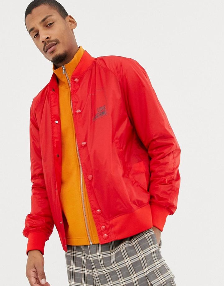 Love Moschino Back Print Lightweight Bomber Jacket - Red