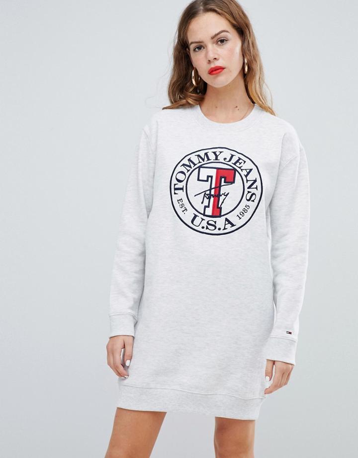 Tommy Jeans Logo Sweatshirt Dress - Gray