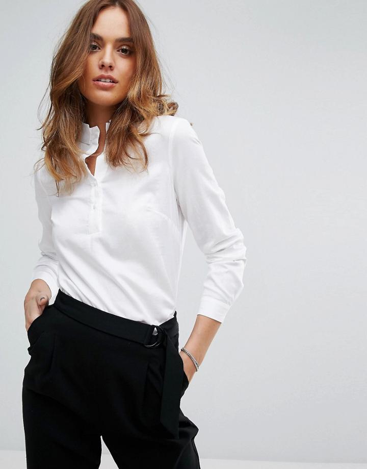 Sisley Blouse With Neck Detail - White