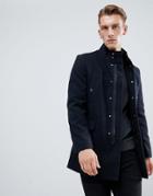 New Look Single Breasted Military Jacket In Navy - Navy