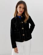 New Look Utility Jacket With Contrast Stitch In Black - Black