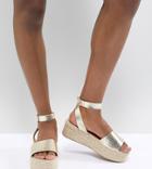 Asos Design Thea Espadrille Flatform Sandals - Gold