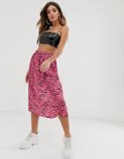 Na-kd Neon Animal Print Midi Skirt-pink