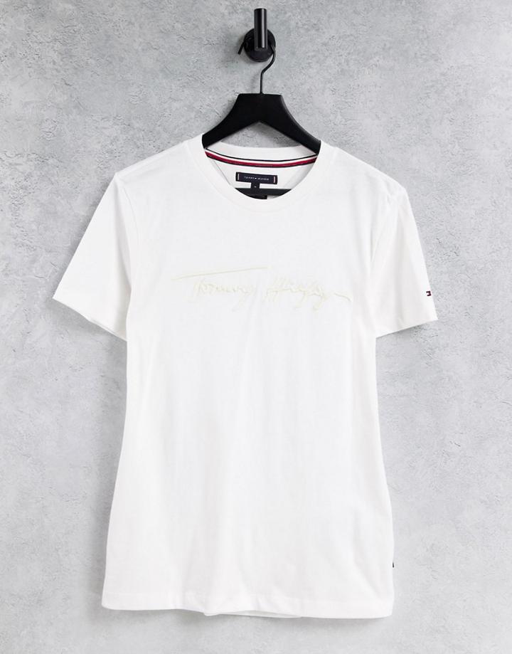 Tommy Hilfiger Tonal Signature Logo T-shirt In White