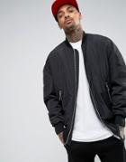 Asos Bomber In Oversized Fit With Ma1 Pocket In Black - Black