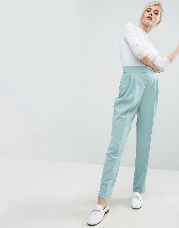 Asos High Waist Tapered Pants - Green