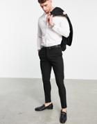 Asos Design Wedding Super Skinny Suit Pants In Black Micro Texture