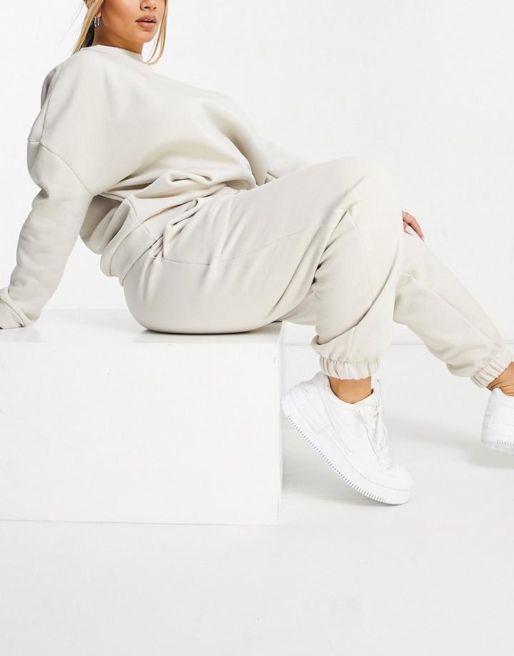 Asos Design Hourglass Tracksuit Oversized Sweatshirt / Oversized Sweatpants In Stone-neutral