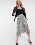 Topshop Animal Print Skirt In Monochrome-multi