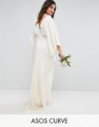 Asos Curve Bridal Bridal Kimono Plunge Back Maxi Dress - Cream