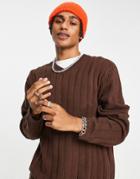 Weekday Ciarran Oversized V-neck Sweater In Brown