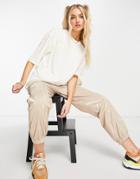 Weekday Win Organic Cotton Light Embroidered Oversized T-shirt In Beige-neutral