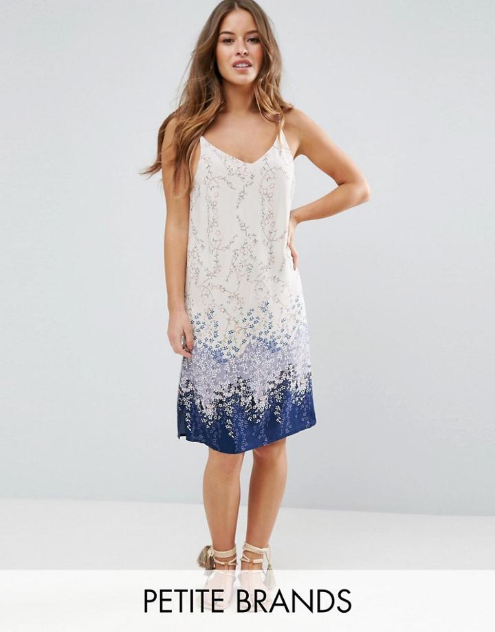 Yumi Petite Cami Dress In Border Print - Multi