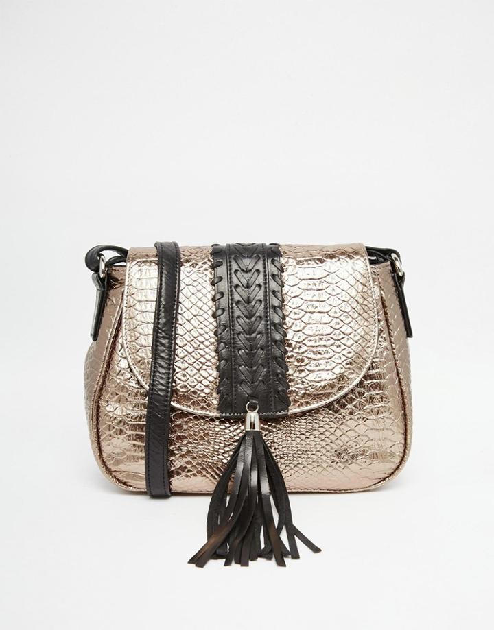 Urbancode Faux Snake Metallic Saddle Bag