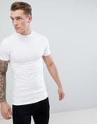 Asos Design Muscle T-shirt With Turtleneck - White