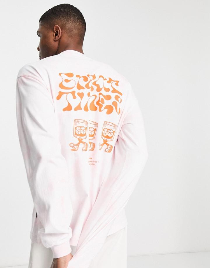 Dr Denim Tie Dye Long Sleeve Top With Back Print In Pink