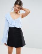Asos Blouse With Ruffle One Shoulder - Blue